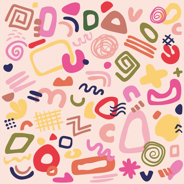 Fond de conception abstraite de formes organiques dessinées à la main