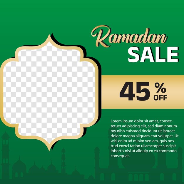 Vecteur fond de conception de bannière d'insigne d'étiquette de vente de ramadan 45 pour cent de réduction