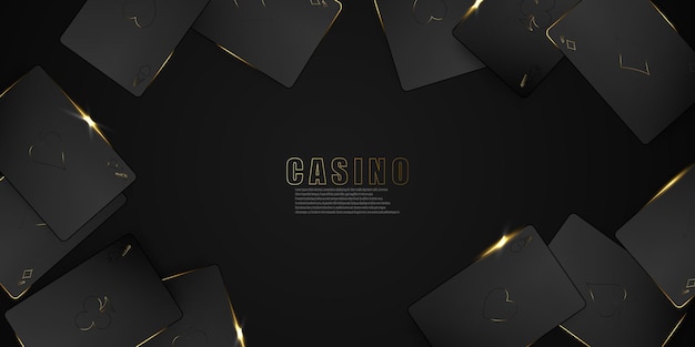 Fond De Conception De Carte De Casino 3d Sur Illustration Vectorielle De Fond Noir élégant