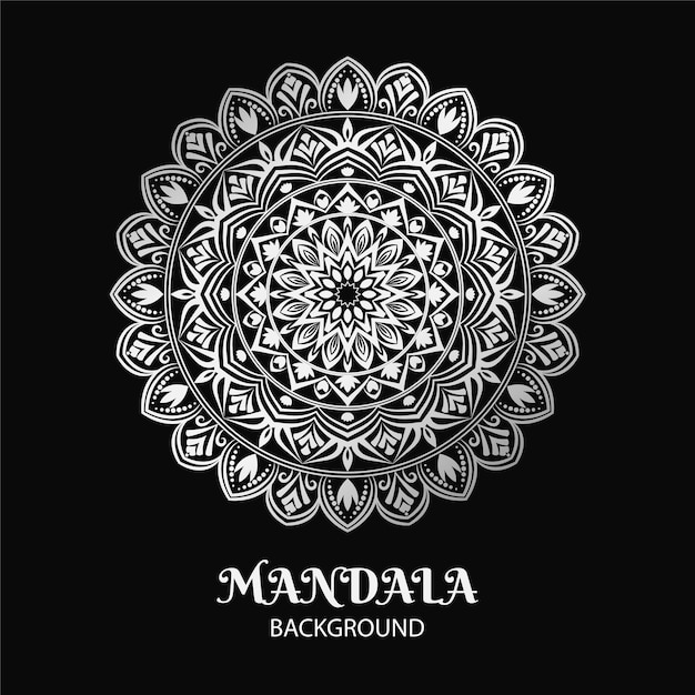 Fond De Conception De Mandala De Luxe En Couleur Argent