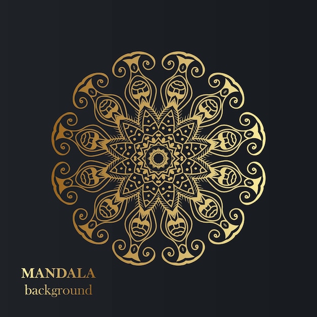 Fond De Conception De Mandala De Luxe En Couleur Dorée