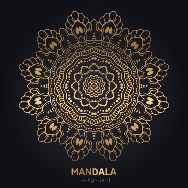 Fond De Conception De Mandala De Luxe En Couleur Dorée