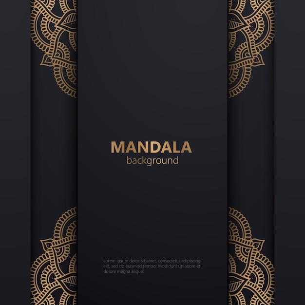 Fond De Conception De Mandala Ornemental De Luxe En Couleur Noir Et Or