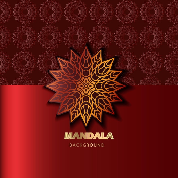 Fond de conception de mandala ornemental de luxe de couleur rouge foncé