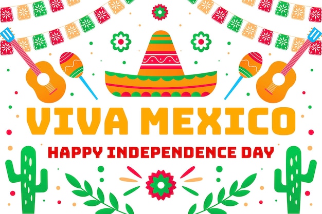 fond de conception de vecteur dégradé viva mexique fête de l'indépendance du mexique