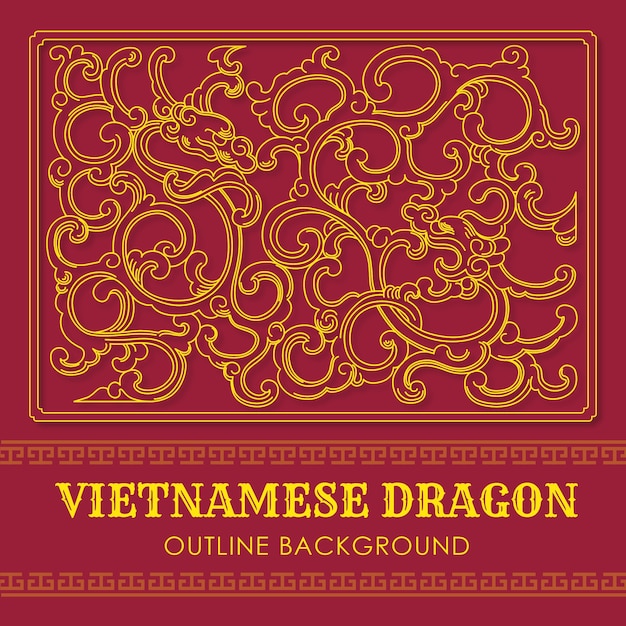 Vecteur fond de contour de dragon vietnamien