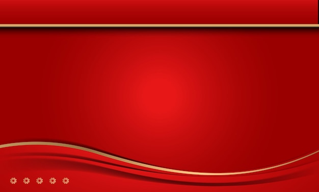 Fond de couche rouge de luxe avec vague de décoration de ligne d'or