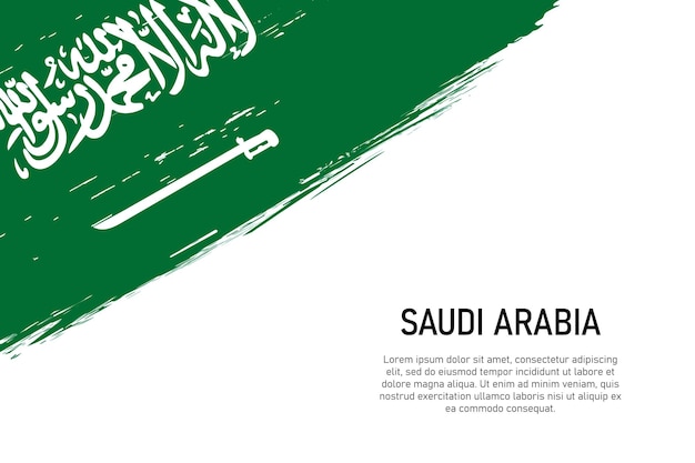 Fond de coup de pinceau de style grunge avec le drapeau de l'Arabie saoudite