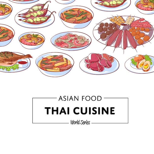 Fond De Cuisine Thaïlandaise Avec Des Plats Asiatiques