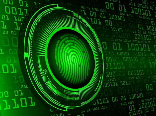 Fond de cyber-sécurité réseau d'empreintes digitales, cadenas fermé