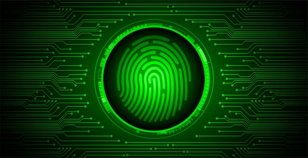 Fond de cyber-sécurité réseau d'empreintes digitales, cadenas fermé