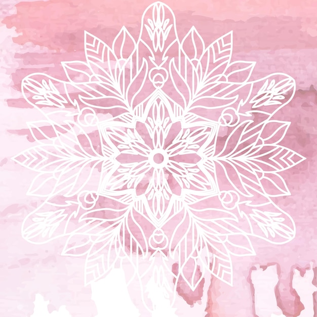 Vecteur fond de décoration de mandala aquarelle rose