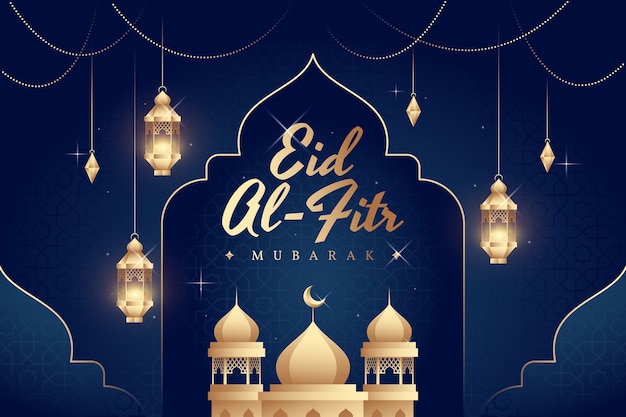 Vecteur fond dégradé eid al-fitr