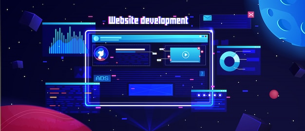 Fond de développement de site Web plat futuriste