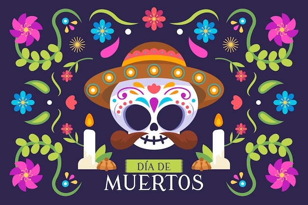 Fond De Dia De Muertos Au Design Plat