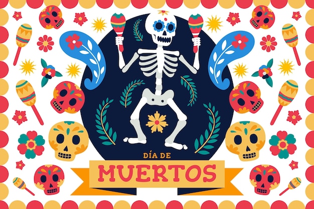 Fond De Día De Muertos Au Design Plat