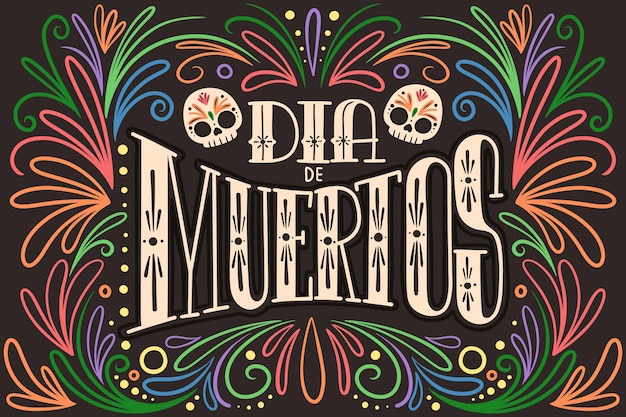 Vecteur fond de día de muertos au design plat