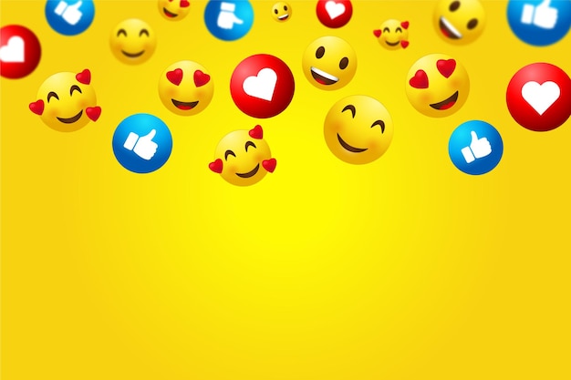 Fond différent d'emojis pour les médias sociaux