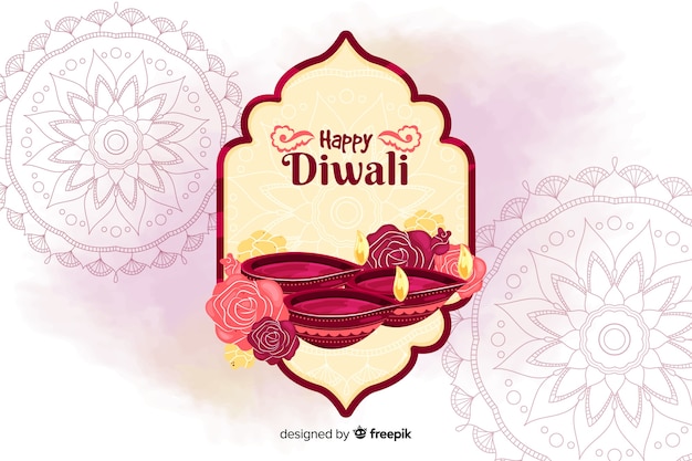 Fond De Diwali Dessiné à La Main