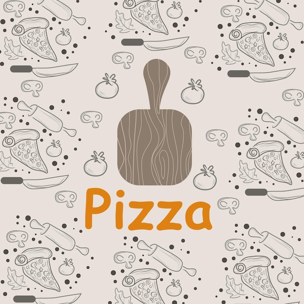 Fond De Doodle De Pizza Parfait Pour Le Papier D'emballage