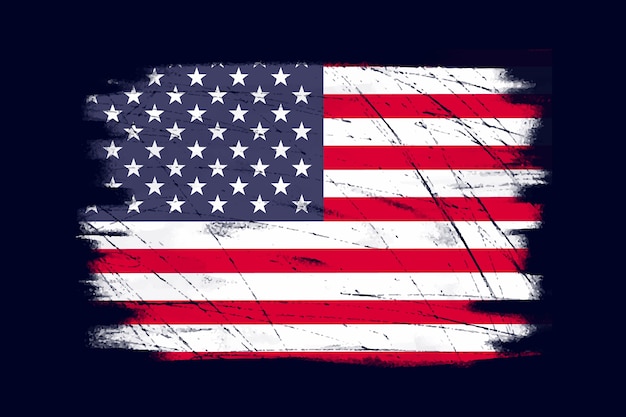 Fond de drapeau américain grunge design plat