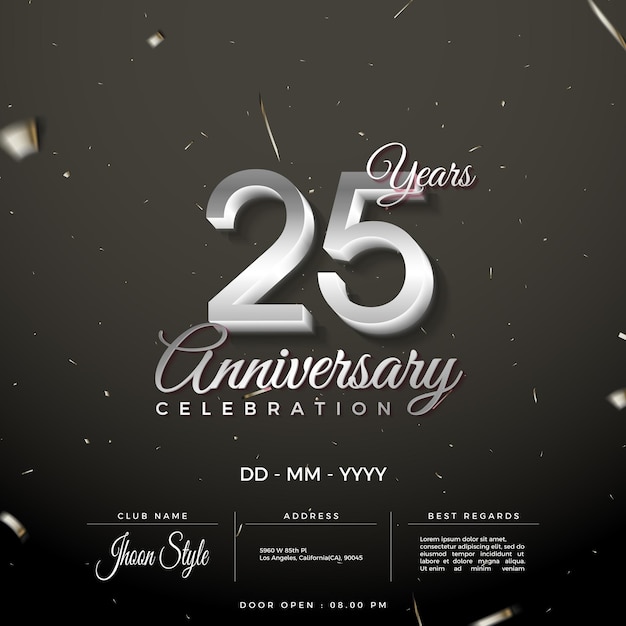 Fond du 25e anniversaire avec concept noir et blanc
