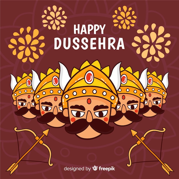 Fond De Dussehra Heureux Dessinés à La Main