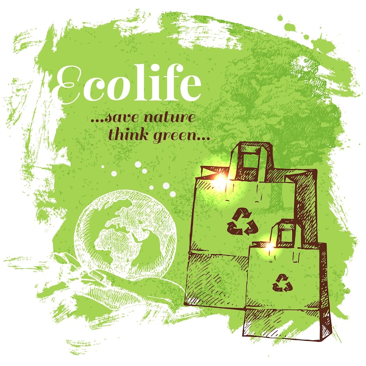 Vecteur fond d'écologie de croquis. illustration vectorielle dessinés à la main