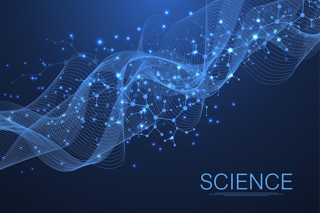 Fond D'écran De Modèle De Science De Fond De Structure Moléculaire Ou Bannière Avec Des Molécules D'adn