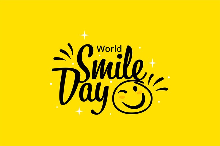 Fond d'écran plat World Smile Day en couleur jaune. visage émoticône
