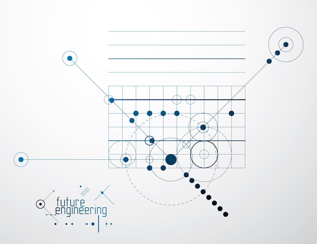 Vecteur fond d'écran vectoriel de technologie d'ingénierie composé de cercles et de lignes. abstrait de dessin technique.