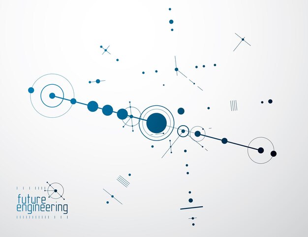 Fond D'écran Vectoriel De Technologie D'ingénierie Composé De Cercles Et De Lignes. Abstrait De Dessin Technique.