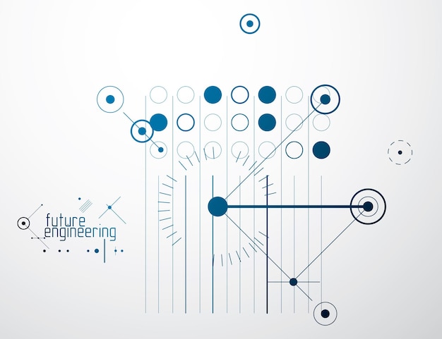 Vecteur fond d'écran vectoriel de technologie d'ingénierie composé de cercles et de lignes. abstrait de dessin technique.