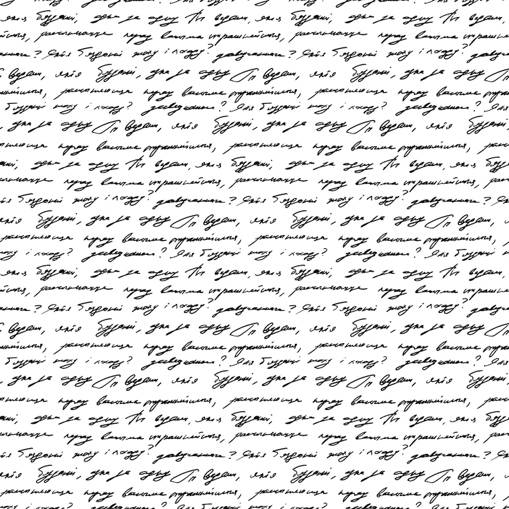 Vecteur fond d'écriture manuscrite modèle sans couture vecteur dessiné à la main avec écriture cursive illustration carrée en noir et blanc avec texte de la lettre mots en cyrillique de la langue biélorusse