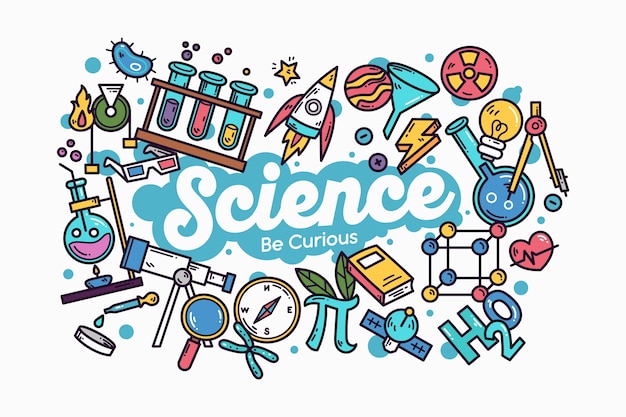 Fond d'éducation scientifique coloré dessiné à la main