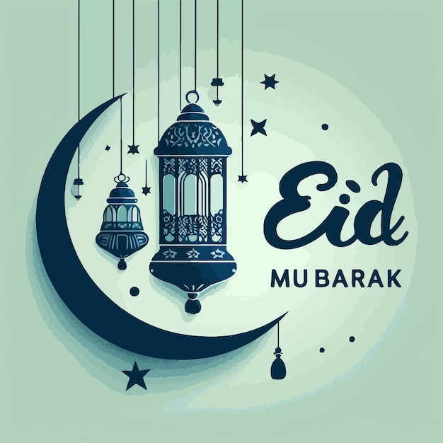 Vecteur le fond de l'eid mubarak islamique, l'illustration vectorielle de l'affiche, le concept de la carte de bannière