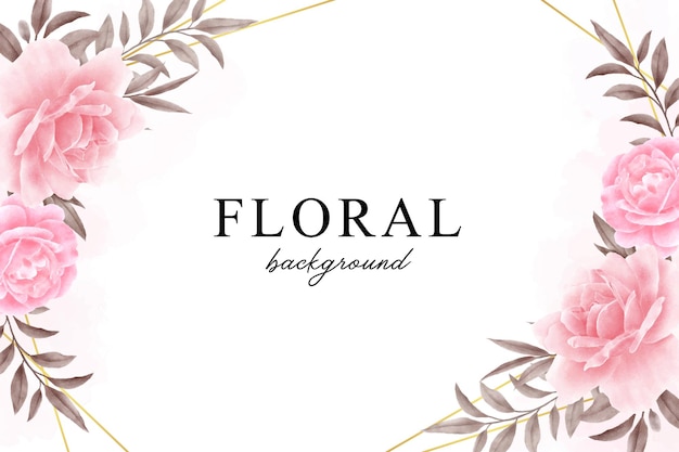 Fond élégant Avec Aquarelle Florale Et Géométrique Dorée