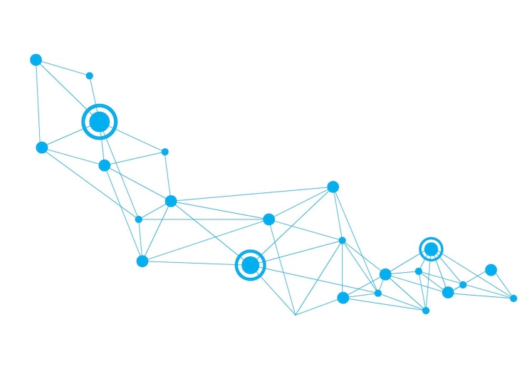 Vecteur fond d&#39;espace polygonale avec des points et des lignes de connexion