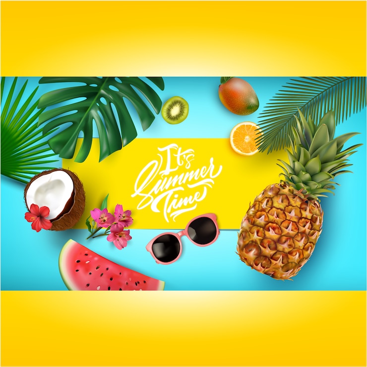Vecteur fond d&#39;été aux fruits tropicaux