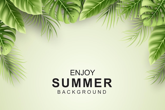 Fond d'été avec des feuilles tropicales réalistes