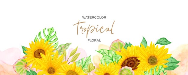 Fond d'été avec plante tropicale et fleur