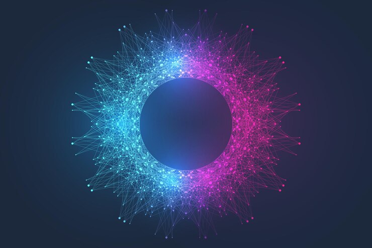 Vecteur fond d'explosion de visualisation de technologie informatique quantique