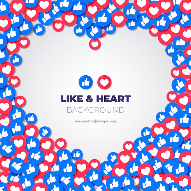 Fond Facebook avec des goûts et des coeurs