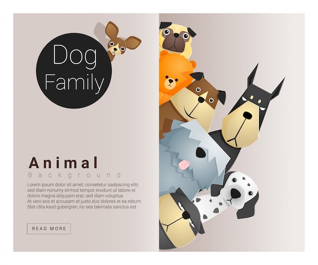 Fond De Famille Animal Mignon Avec Des Chiens