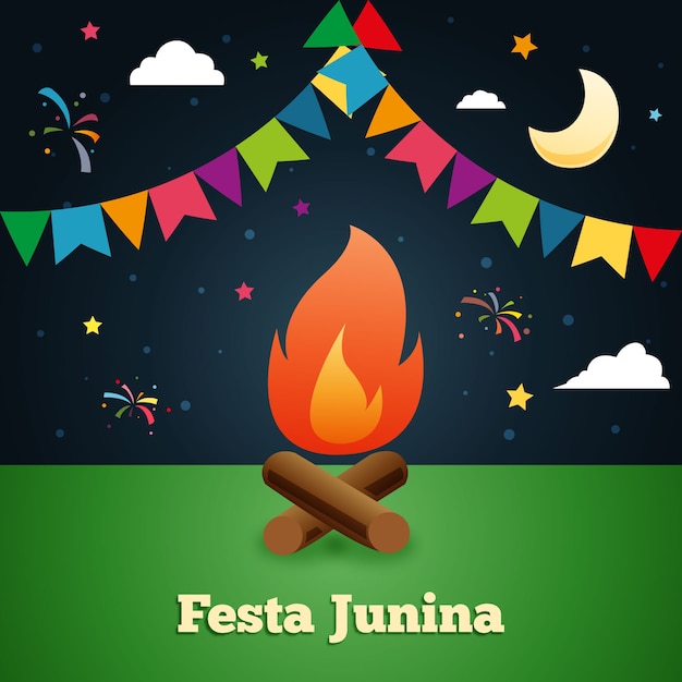 Fond De Festa Junina Traditionnel De Nuit