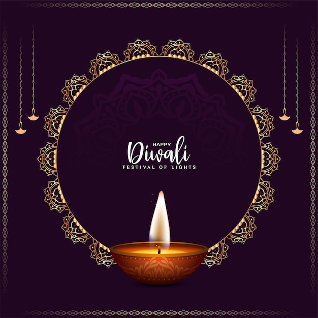 Fond De Festival Joyeux Diwali Avec Cadre Doré Et Diya