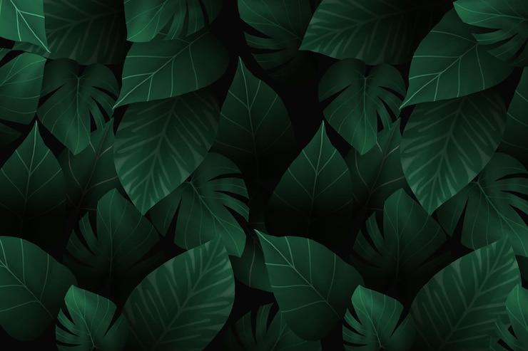 Vecteur fond de feuilles tropicales sombres réalistes