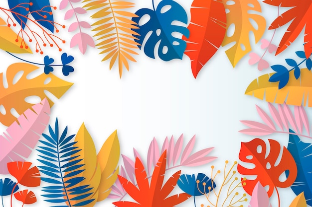 Fond de feuilles tropicales de style papier