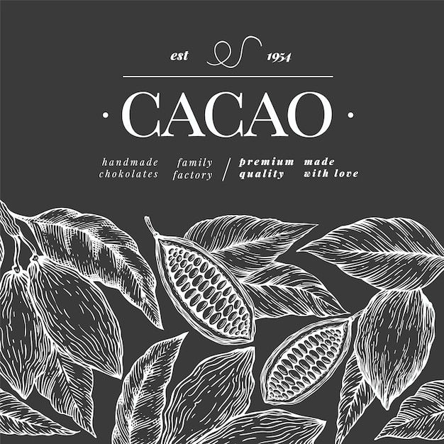 Vecteur fond de fèves de cacao au chocolat