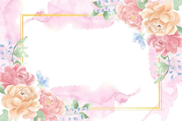 Fond de fleur aquarelle pivoine rouge et jaune
